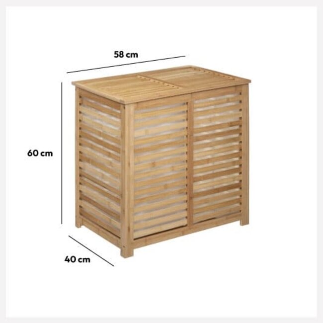Double bamboo laundry basket - Sicela - H 58 x W 40 x L 60 cm