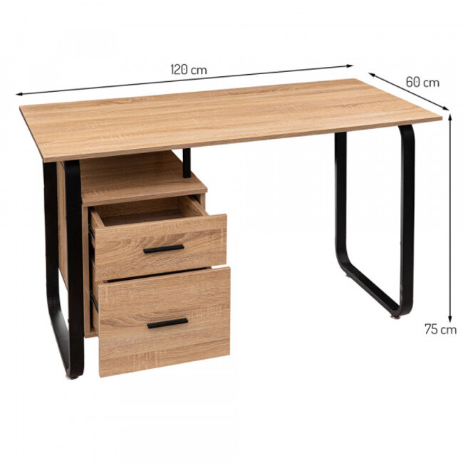 Bureau - Met 2 Lades - Naturel