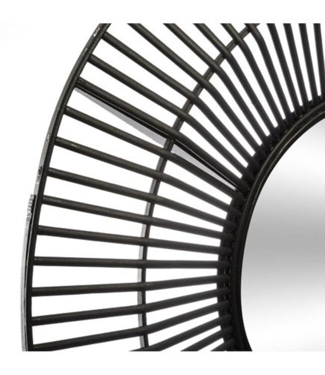 Large Wall Mirror - Bamboo - Black - D 77 cm