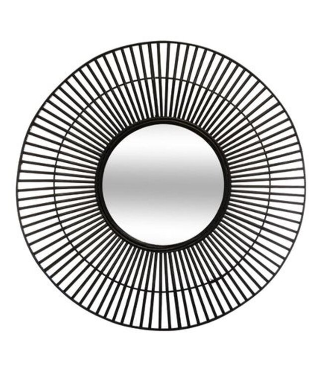 Large Wall Mirror - Bamboo - Black - D 77 cm