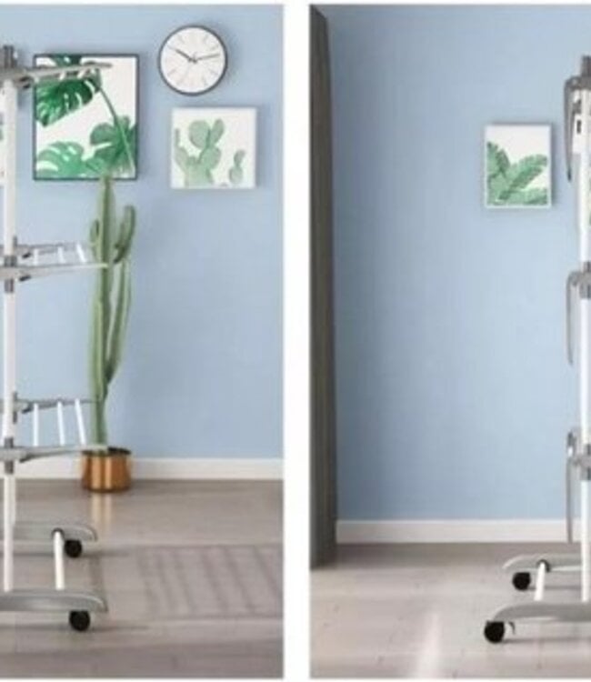 Laundry drying rack - Drying rack - With wheels - Foldable - White