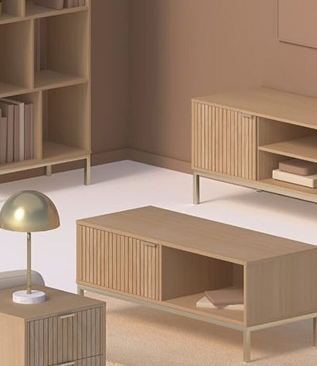 Bedside table with 2 drawers - Panel Look - 40x 40 x 52cm