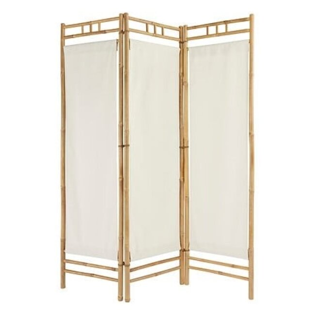 Bamboo Room Divider - White Fabric - 170x135.5x3cm