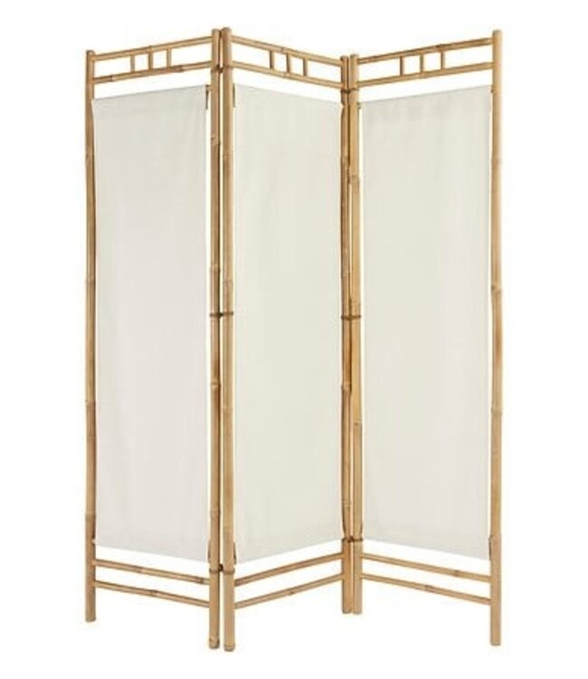 Bamboo Room Divider - White Fabric - 170x135.5x3cm