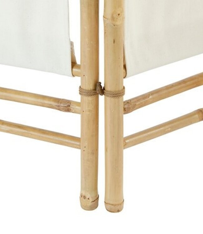 Bamboe Kamerscherm -  Wit stof - 170x135.5x3cm