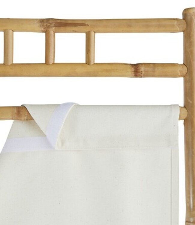 Bamboo Room Divider - White Fabric - 170x135.5x3cm