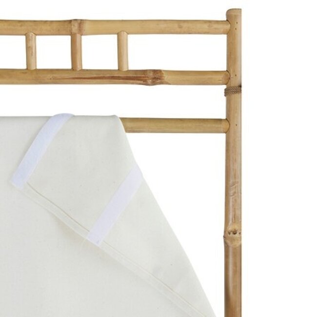 Bamboe Kamerscherm -  Wit stof - 170x135.5x3cm
