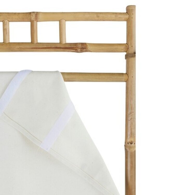 Bamboe Kamerscherm -  Wit stof - 170x135.5x3cm