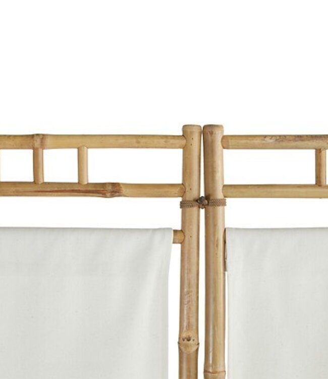 Bamboo Room Divider - White Fabric - 170x135.5x3cm
