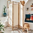 Bamboo Room Divider - White Fabric - 170x135.5x3cm