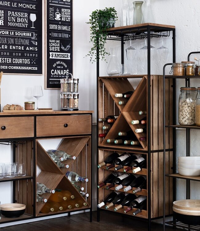 Wijnkast - Barkast - Industrieel - 160x60x30cm - Jochem