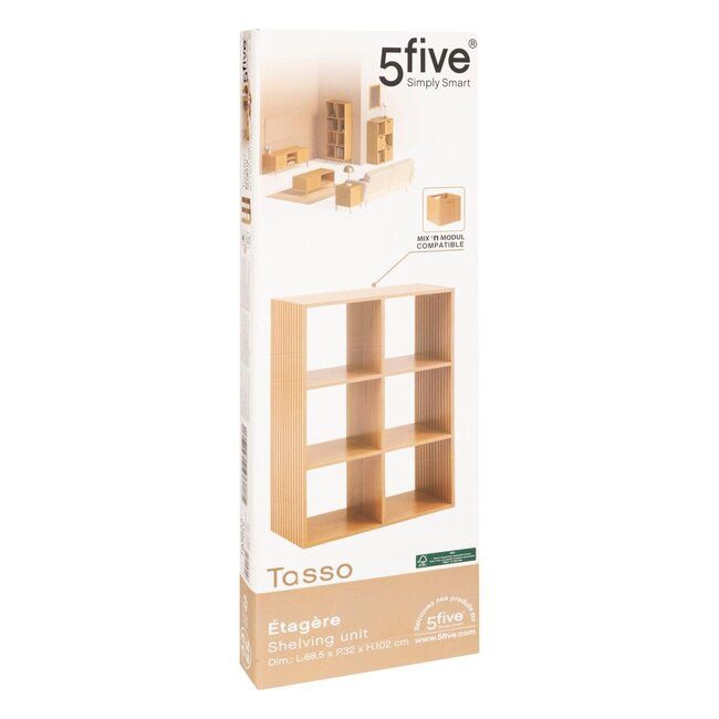5Five Bookcase - Storage Cabinet - 6 Compartments - Tasso