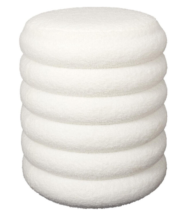 Storage Pouf - Freya - White - D 37 x H 43.5 cm