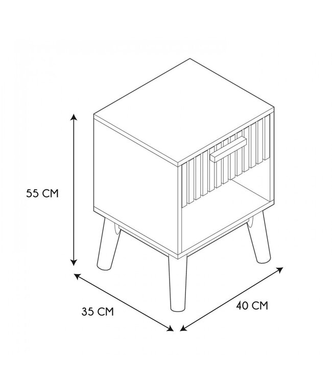 Bedside table with 1 drawer - Klaus - Acoustic panel