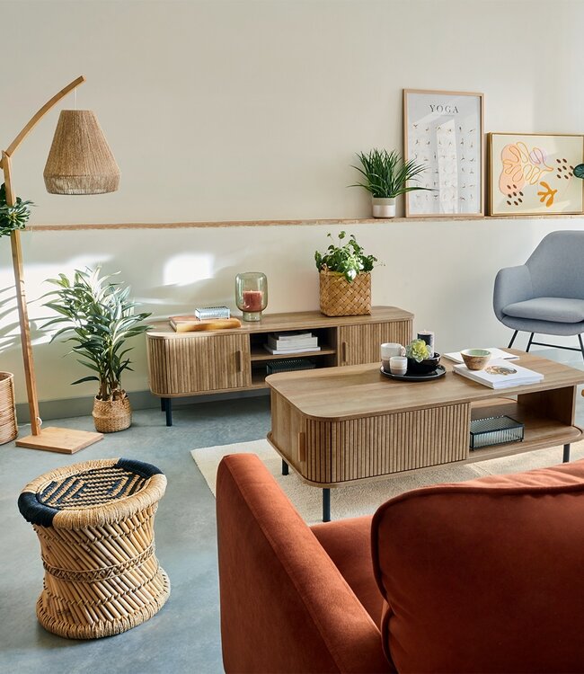 Coffee table with 2 Doors - 120x60cm - Oak effect