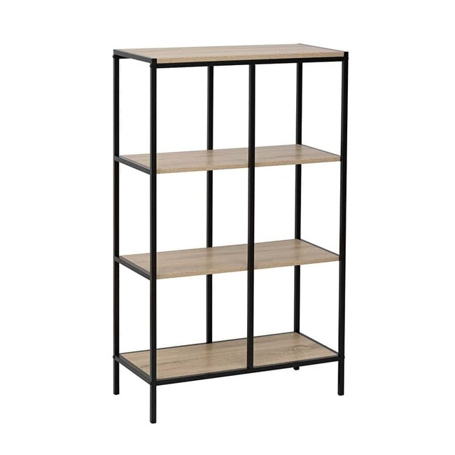 Shelving with 4 levels - Black - Wood effect