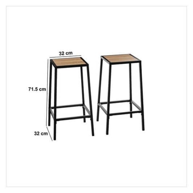 Set of 2 Bar Stools - Natural Oak Effect