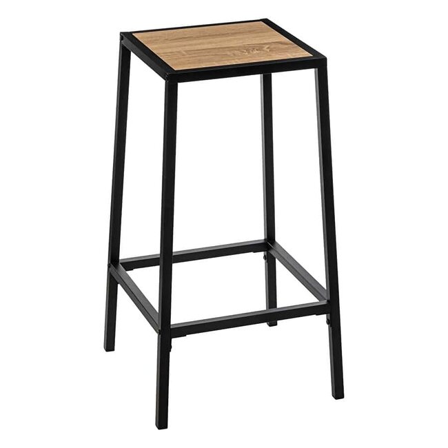 Set of 2 Bar Stools - Natural Oak Effect
