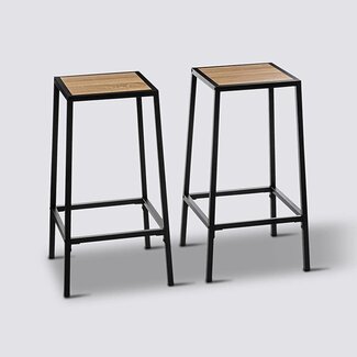  5Five Set of 2 Bar Stools - Natural Oak Effect - Aliaj