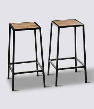  5Five Set of 2 Bar Stools - Natural Oak Effect - Aliaj