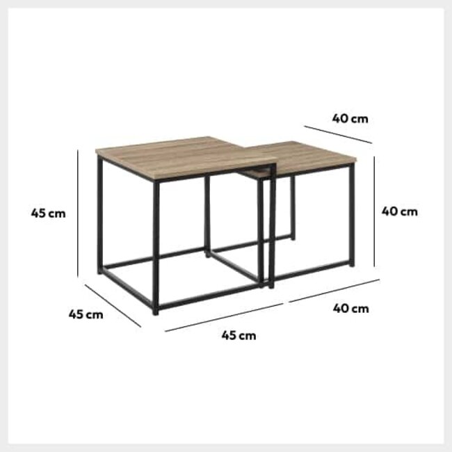 Set van 2 Bijzettafels - Eikeneffect - Aliaj