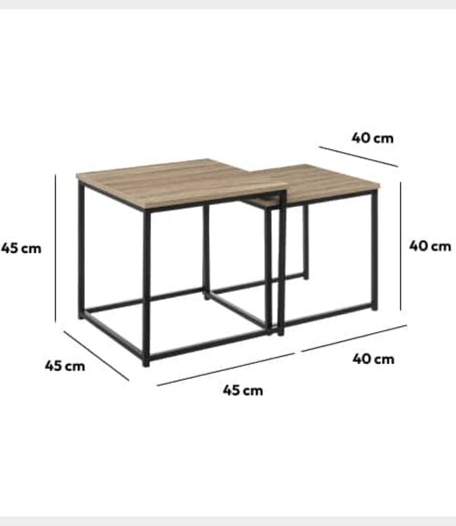 Set of 2 Side Tables - Oak Effect - Aliaj