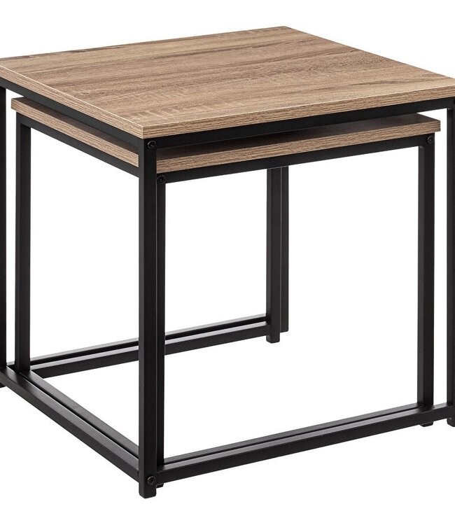 Set of 2 Side Tables - Oak Effect - Aliaj