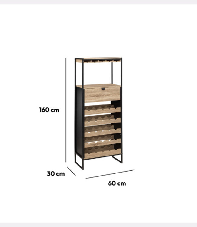 Bar cabinet - Bottle rack - 25 Bottles - Natural - Aliaj