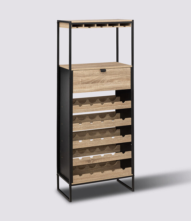 Bar cabinet - Bottle rack - 25 Bottles - Natural - Aliaj
