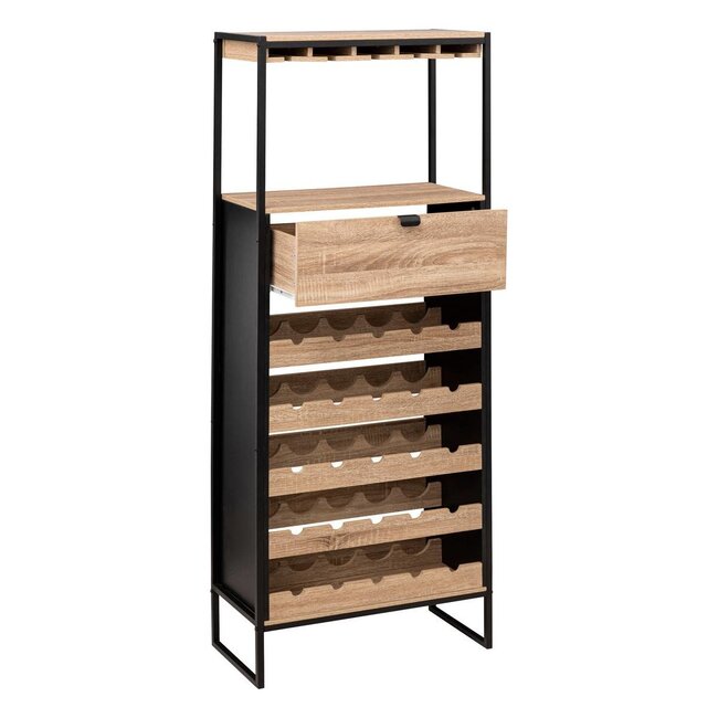 Bar cabinet - Bottle rack - 25 Bottles - Natural - Aliaj