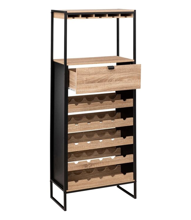 Bar cabinet - Bottle rack - 25 Bottles - Natural - Aliaj