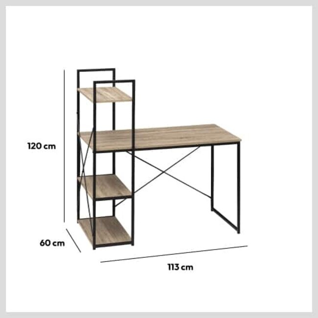 Bureau met 4 Niveaus - Computerdesk - Bruin/Zwart - Aliaj