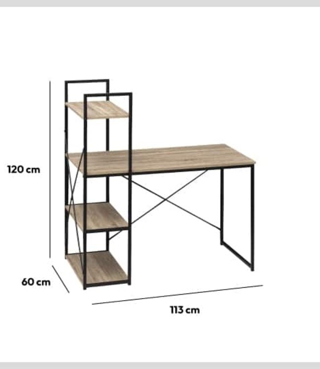 Desk with 4 Levels - Computer Desk - Brown/Black - Aliaj