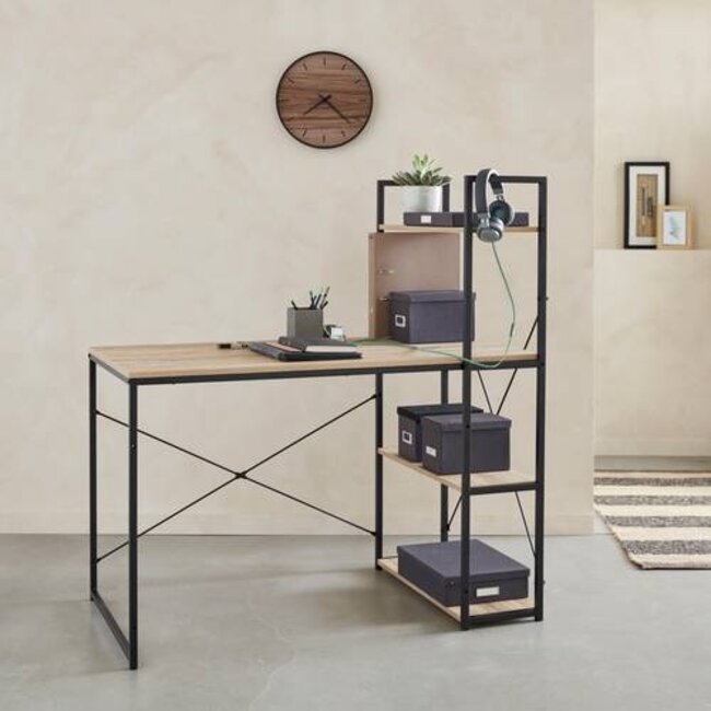 Desk with 4 Levels - Computer Desk - Brown/Black - Aliaj
