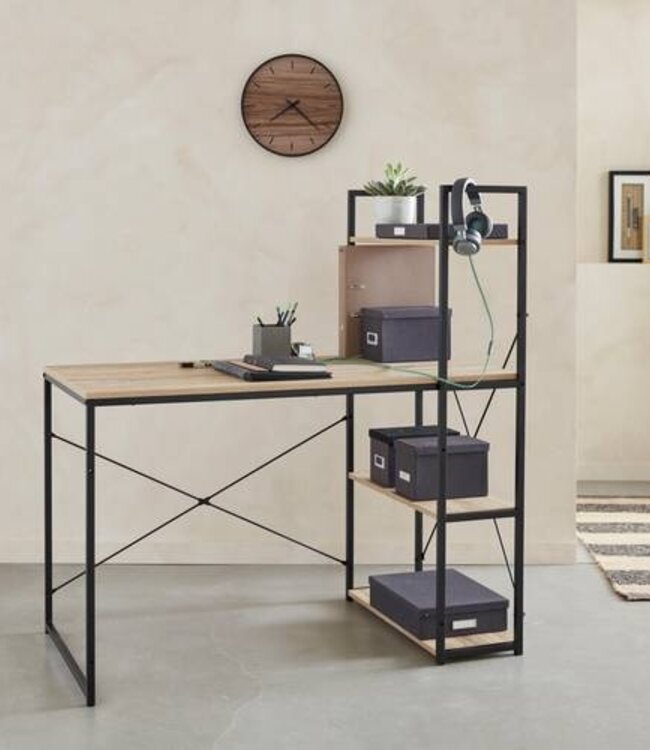 Desk with 4 Levels - Computer Desk - Brown/Black - Aliaj