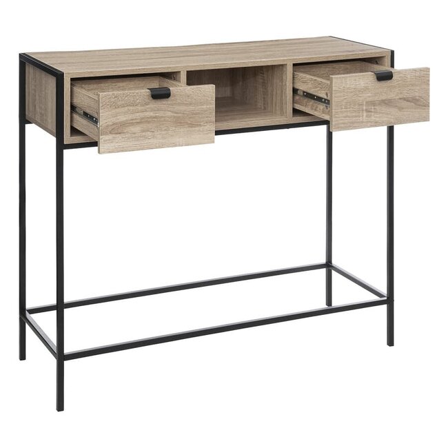 Wandtafel met 2 Lades - Consoletafel - Bruin/Zwart - 5Five - Aliaj