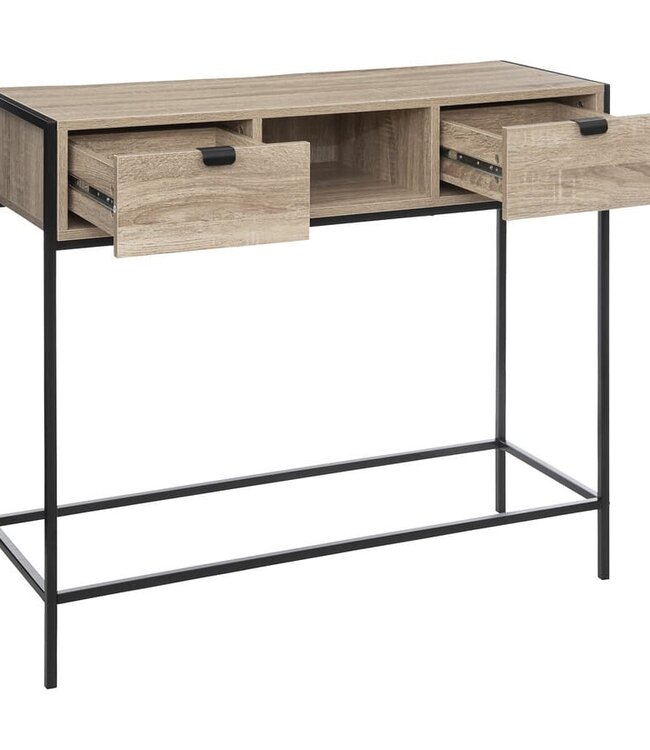 Wandtafel met 2 Lades - Consoletafel - Bruin/Zwart - 5Five - Aliaj