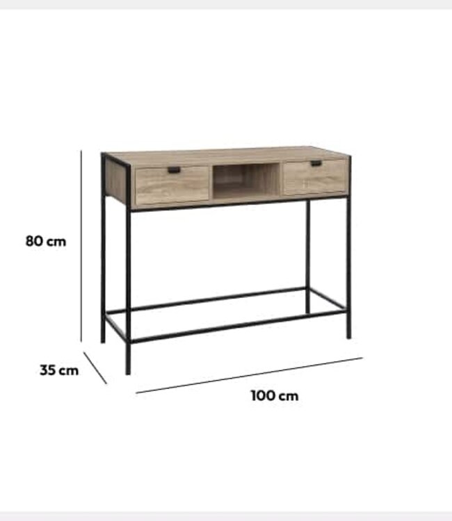 Wandtafel met 2 Lades - Consoletafel - Bruin/Zwart - 5Five - Aliaj