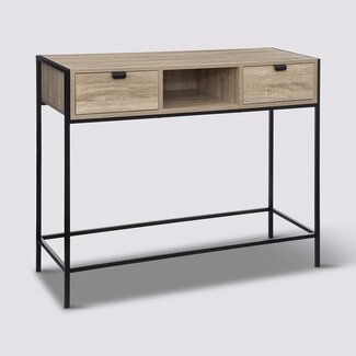  5Five Wandtisch mit 2 Schubladen - Konsolentisch - Braun/Schwarz - Aliaj
