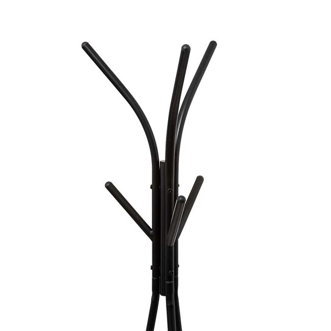 Coat Rack with 6 Hooks and 2 Shelves - Black