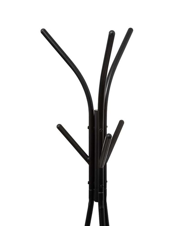 Coat Rack with 6 Hooks and 2 Shelves - Black
