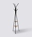 Coat Rack with 6 Hooks and 2 Shelves - Black