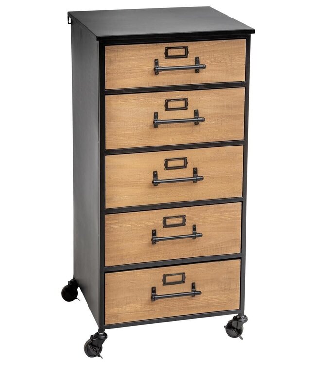 Chest of drawers - Chiffonier - Black - Baris - 5 drawers