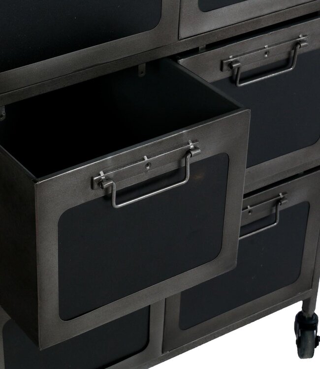 Chest of drawers - Chiffonier - Black Metal, 9 Drawers - Broc