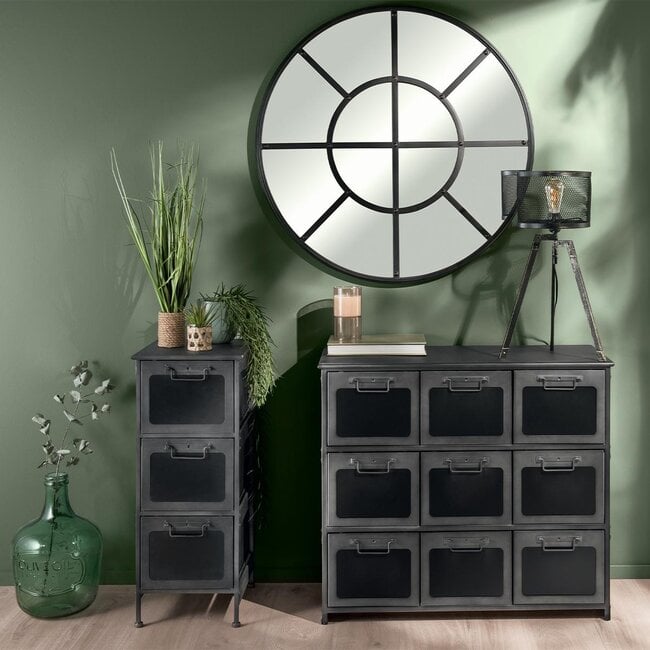 Atmosphera Chest of drawers - Chiffoniere - Black Metal, 9 Drawers - Broc