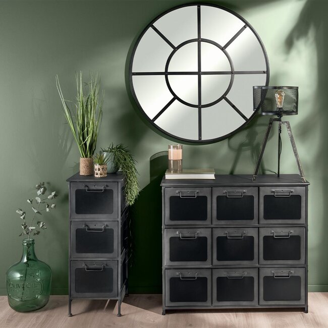 Ladekast - Chiffoniere - Zwart Metaal, 9 Lades - Broc
