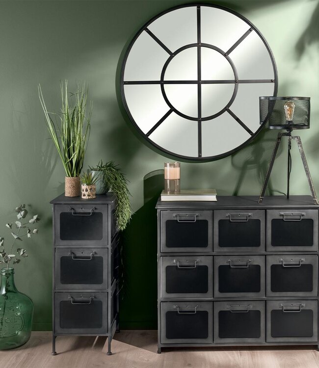 Ladekast - Chiffoniere - Zwart Metaal, 9 Lades - Broc