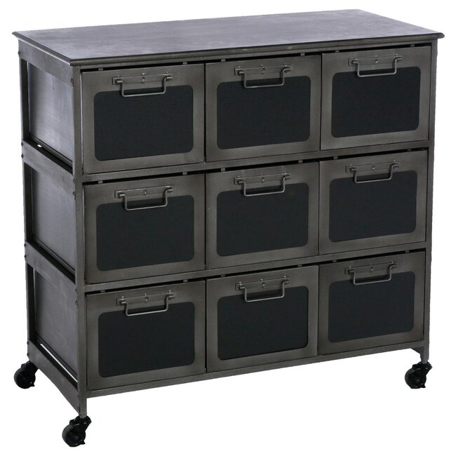 Chest of drawers - Chiffonier - Black Metal, 9 Drawers - Broc
