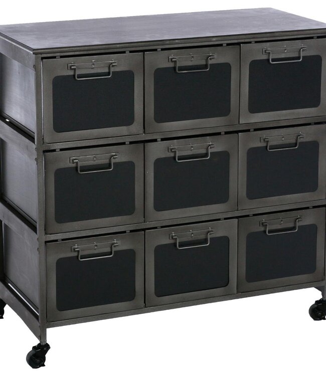 Ladekast - Chiffoniere - Zwart Metaal, 9 Lades - Broc