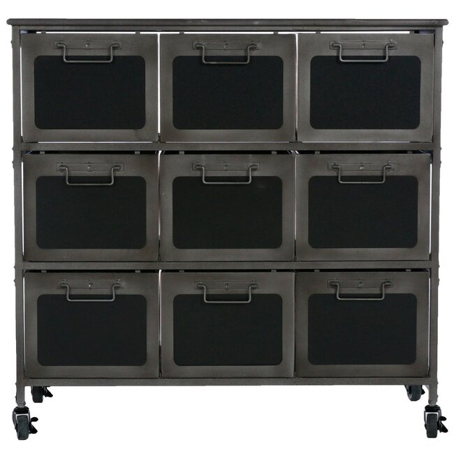 Chest of drawers - Chiffonier - Black Metal, 9 Drawers - Broc